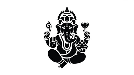 Ganesha silhouette vector illustration scalable eps icon for spiritual and cultural designs silhouette vector illustration white background