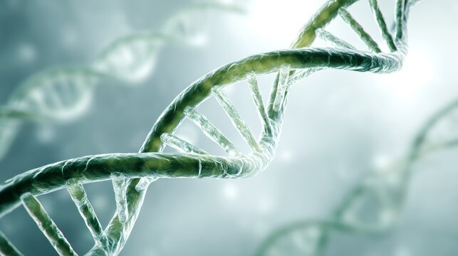 Close-up view of dna strand structure in a soft light environment