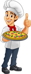 Chef Cartoon Pizza Cook Food Man Mascot Character