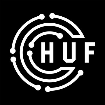 HUF letter design. HUF letter technology logo design. HUF Monogram logo design for an entrepreneur and business.