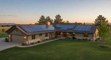 Fototapeta premium Residential home with solar panels