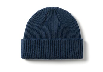 a warm beanie knitted wool dark blue