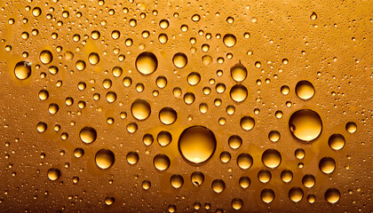Water Drops On A Mustard Yellow Background
