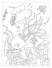 Jellyfish Dive Coloring Page: A Serene and Mysterious Ocean Scene