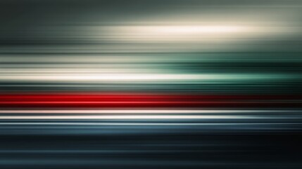 Abstract motion blur with red, green, and white horizontal light streaks