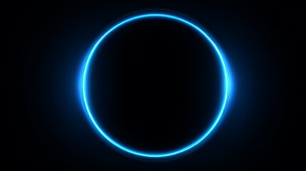 Glowing neon blue circle on black background