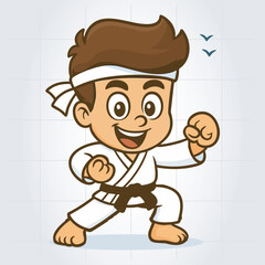 Kids Karate Mascot Cartoon Character Template