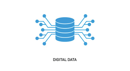Vector illustration of digital data concept database, server, storage, cloud computing, big data and information technology concept