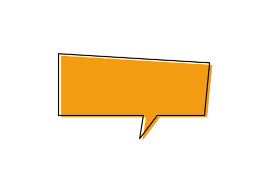 Orange rectangular speech bubble shape for chat icon, message box, dialogue label, comic design, and communication graphic on transparent background