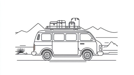 Outlined camper van traveling