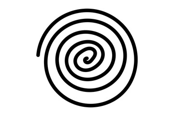 Black spiral swirl outline abstract circular pattern for optical illusion, hypnotic design, geometric artwork, and modern digital decoration on transparent background