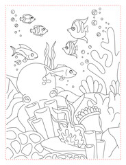 Hiding Octopus Coloring Page: A Mysterious Underwater Scene