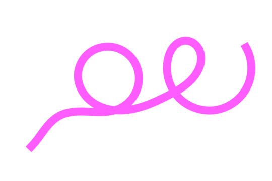 Pink spiral loop line abstract decorative element for poster, scrapbook, creative artwork, and digital design accent on transparent background