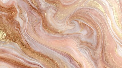 Elegant swirling marble texture with gold accents in soft pastel shades