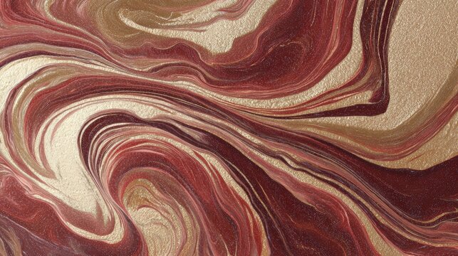 Abstract gold and maroon swirls - flowing textured marble pattern