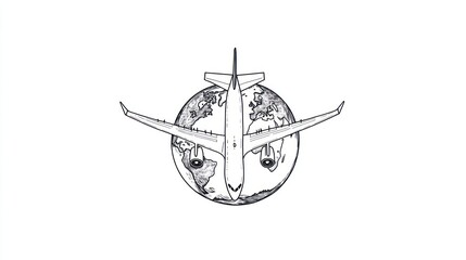 Airplane over globe illustration
