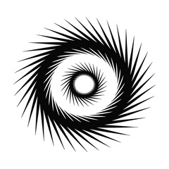 Obraz premium Abstract black spiral vortex with sharp jagged edges on a white background