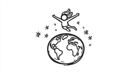 Person jumping over earth