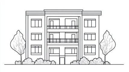 Apartment building line drawing