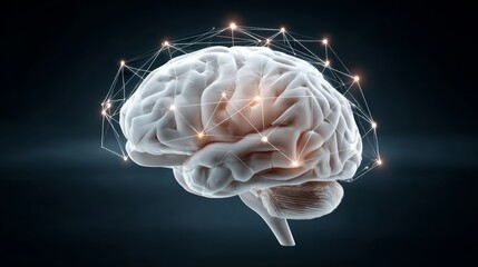Artificial neural network: illuminated human brain with connected neurons