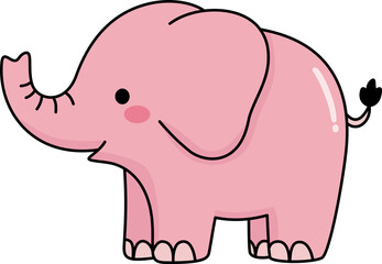 Cute Cartoon of a Pink Elephant Cartoon Illustration