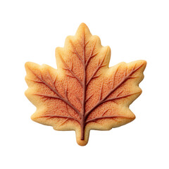 Festive maple leaf shaped cookie on black background