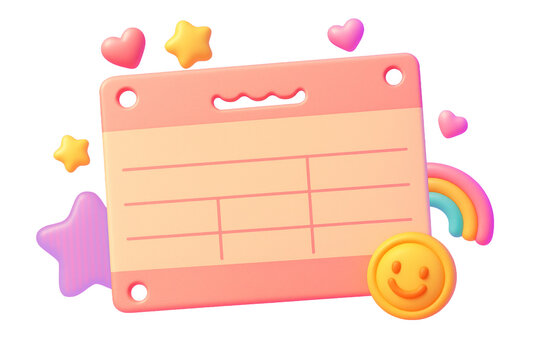 Colorful pastel calendar chart with smiley, stars, hearts, and rainbow in soft cute style on white background, concept of cheerful planning. Ai generative