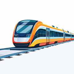 Modern High-Speed Train on Tracks