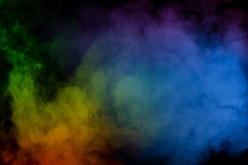 Blue and purple steam on a black background.