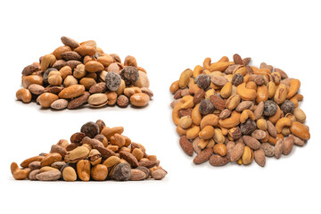  A group of almonds, pistachios, walnuts, macadamia, cashews.