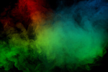 Blue and green steam on a black background.