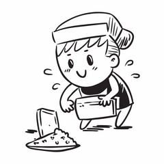 Cleaner Boy Cleaning Floor Vector Icon, Housekeeping, Janitor, and Cleaning Service Illustration