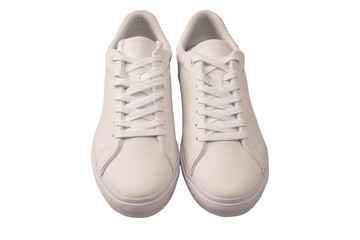 White leather sneakers isolated on white background.