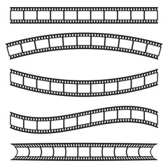 Old Film strip reel icon. Cinema or movie roll with frames. Video or movie filmstrip overlay, cinema or photograph camera long film strip set with transparent screen