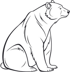 Minimalist Line Art of a Bear Sitting Simple Outline Vector, Sitting Bear Line Art, Minimal Bear Illustration, Bear Outline Vector