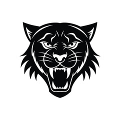 Saber tooth tiger mascot head tattoo style primal beast vector art illustration

