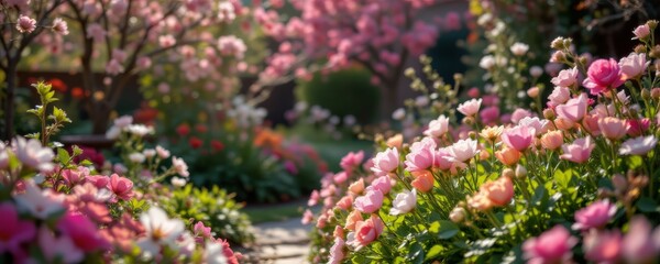 Obraz premium Blooming Pink Flowers in Garden