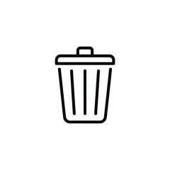 Simple line art icon of a trash can