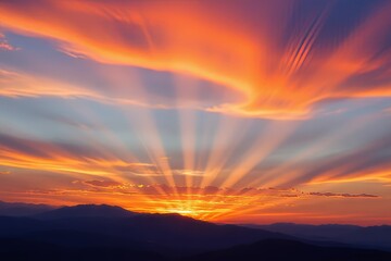 Fototapeta premium Dramatic Sunset Over Mountain Range