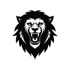 Roaring lion head black tattoo style bold artwork vector art illustration
