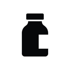 Simple black icon of a medicine bottle with label