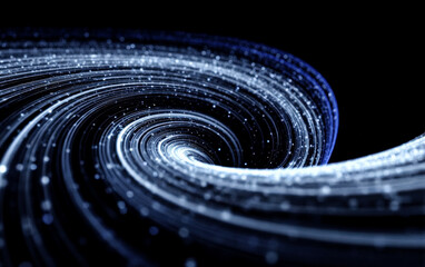 Spiral Pattern with Glowing Lines Representing Data Flow