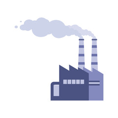Obraz premium Stylized factory icon with smoke rising from the two chimneys