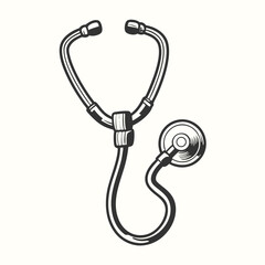 Black and white stethoscope displays medical healthcare tool with clean white background