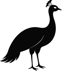 Peahen silhouette icon vector on white background 