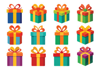 Colorful Vector Gift Boxes Collection for Celebrations and Special Occasions