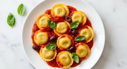 Delicious Italian Ravioli with Tomato Sauce.