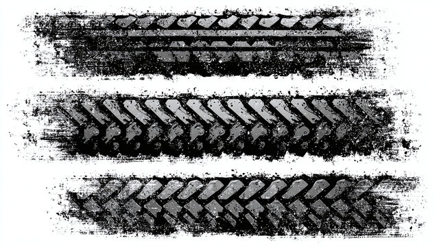 Grunge Tire Tracks with Various Tread Patterns