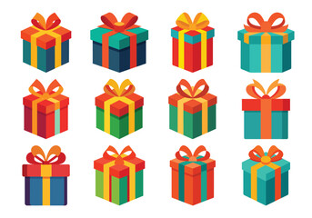 Colorful Gift Boxes Collection for Celebrations and Special Occasions Vector