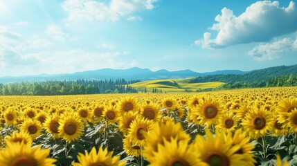 Fototapeta premium Golden sunflower field